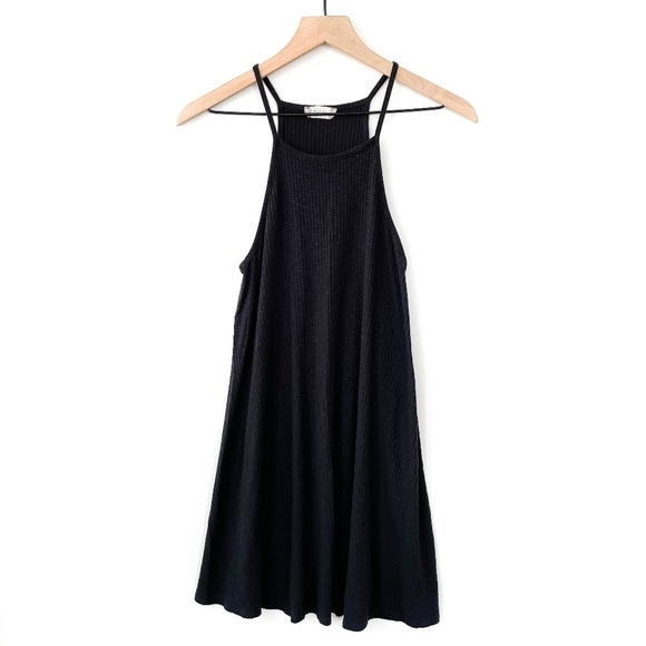 Altar'd State Charcoal Gray Ribbed Flowy Stretch Dress High Neckline Comfy Small - Picture 1 of 8